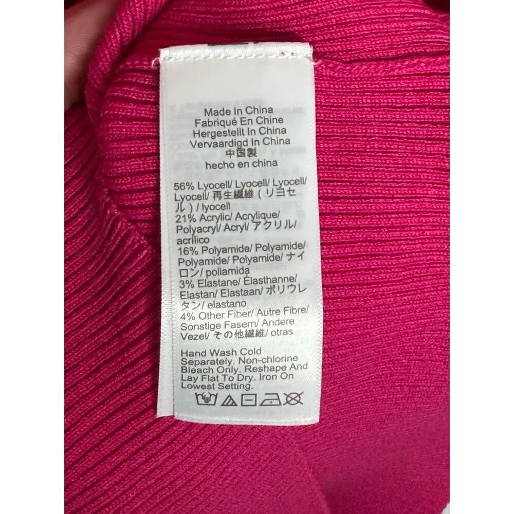 J. Crew TENCEL Blend Long Sleeve Henley Sweater Hot Pink Women's Size Small